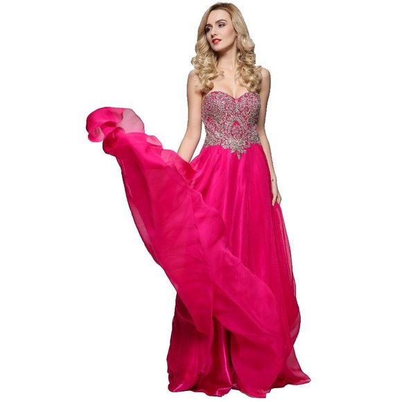 Women's Formal SHEER Embroidery Rhinestones beaded Long Evening Gown prom dress - Picture 1 of 5